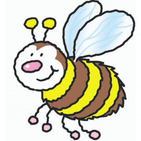 A cartoon drawing of a smiling bee.