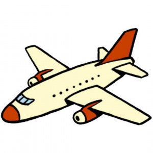 A cartoon drawing of a plane on a white background.