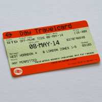 A close up picture of a National Rail Day Travelcard. 