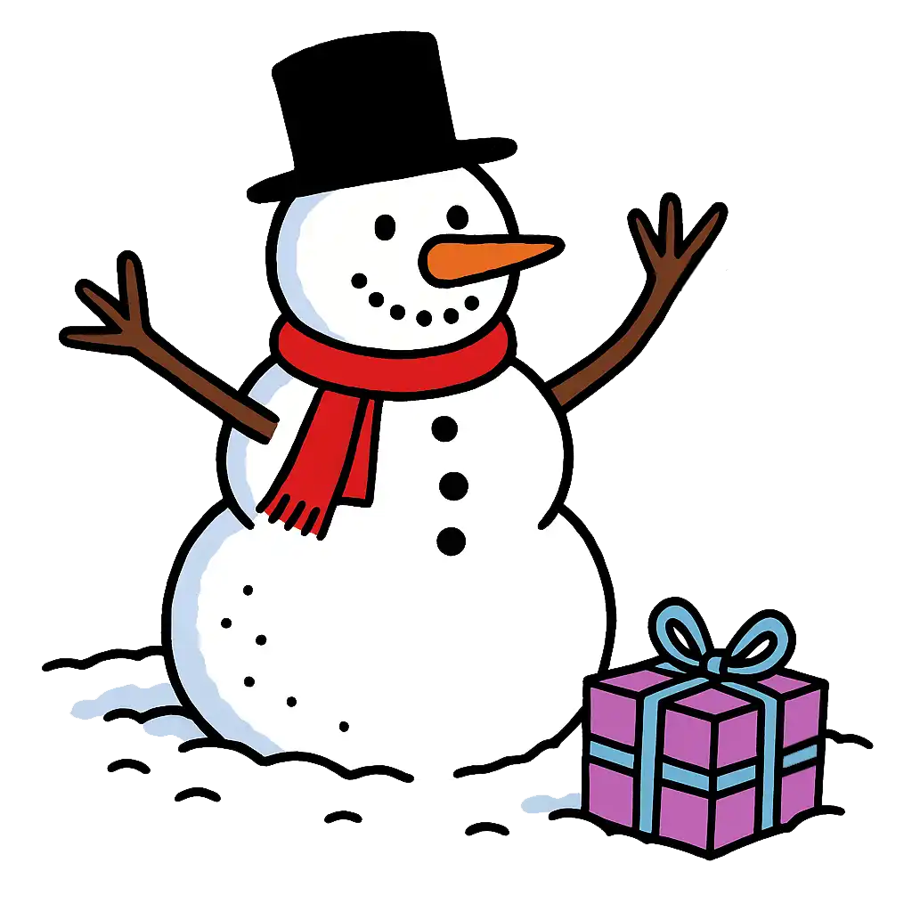 Charity Christmas Gifts with Good Gifts, featuring a cartoon image of a snowman next to a pink present